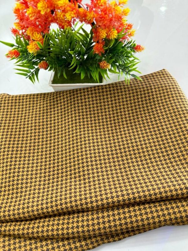 Drapery Houndstooth Crepesilk Brown Naked Roll Fabric 