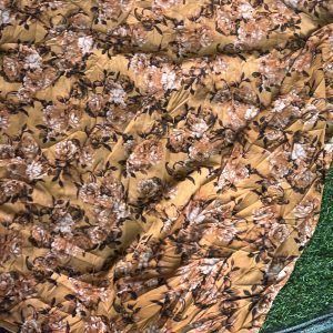 Golden Yellow Floral Crepe Fabric