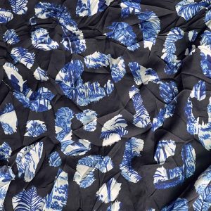 Elegant Black background Printed Crepe Fabric