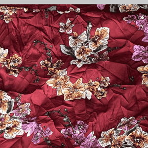 Wine Color Floral Crepe 