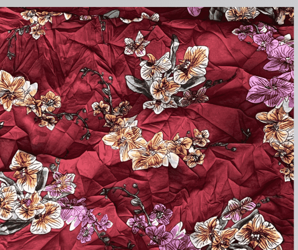 Wine Color Floral Crepe 