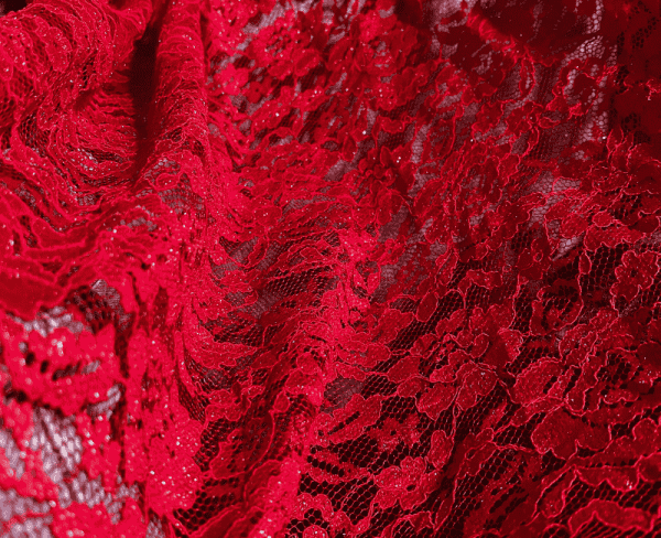 Red Chantilly Lace Fabric 