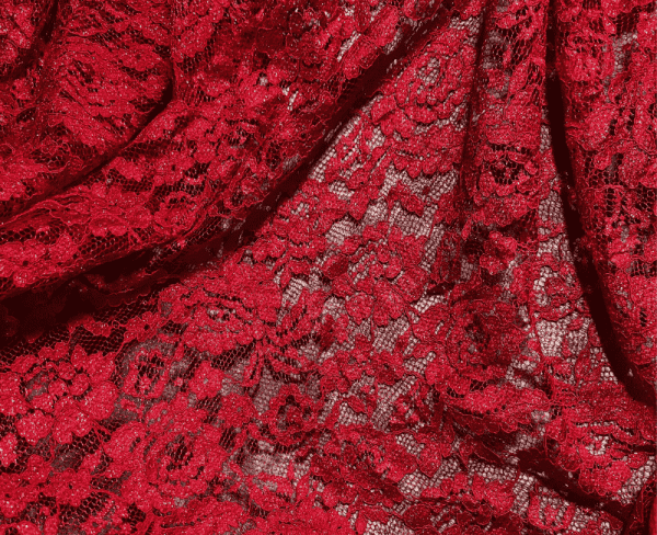 Red Chantilly Lace Fabric  - Image 2