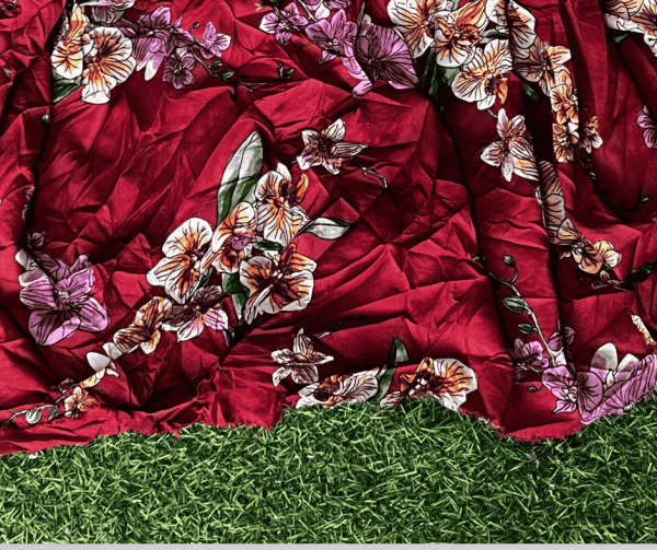 Wine Color Flower Crepe Fabric - Image 2